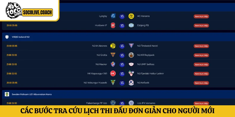 Các bước tra cứu lịch thi đấu đơn giản cho người mới